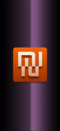 Design do logotipo da Xiaomi em um fundo roxo e marrom