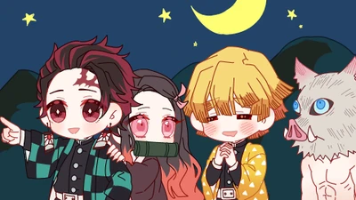 kimetsu no yaiba, demon slayer kimetsu no yaiba, anime, chibi, tanjirou kamado