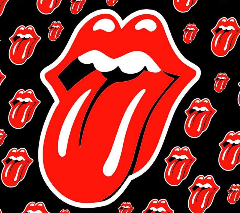 Логотип языка rolling stones на черном фоне с красным и белым (big band all time, роллинг стоунз, rolling stones)