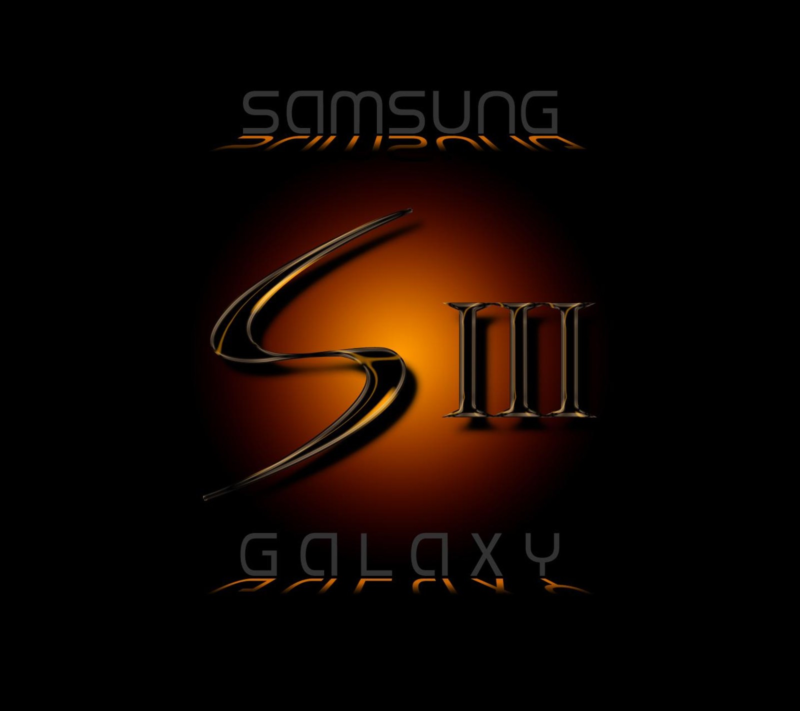 A close up of a computer screen with a logo on it (black, galaxy, s3, samsung, siii)