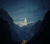 Majestic Mountain Under a Starry Sky