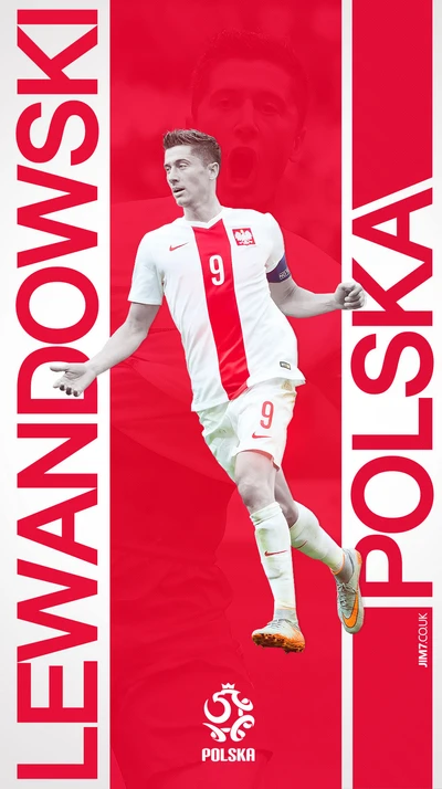 Robert Lewandowski Celebrating with Poland's Colors