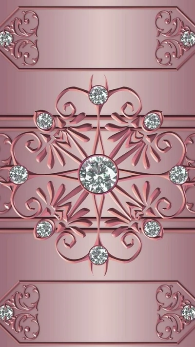 Motif en diamant or rose avec des designs floraux élégants