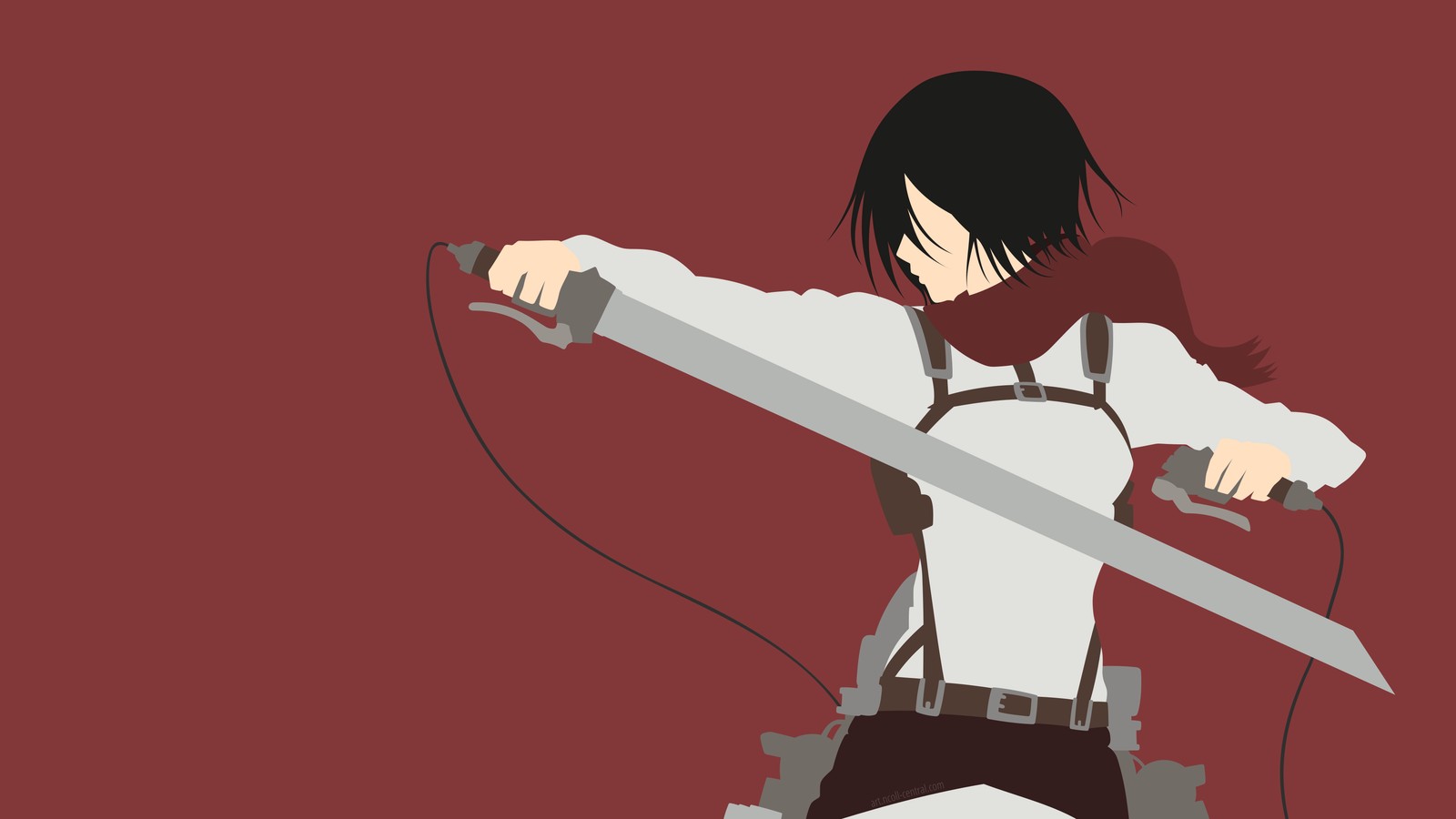 Скачать обои mikasa ackerman, безликий, атака титанов, attack on titan, минималистичный