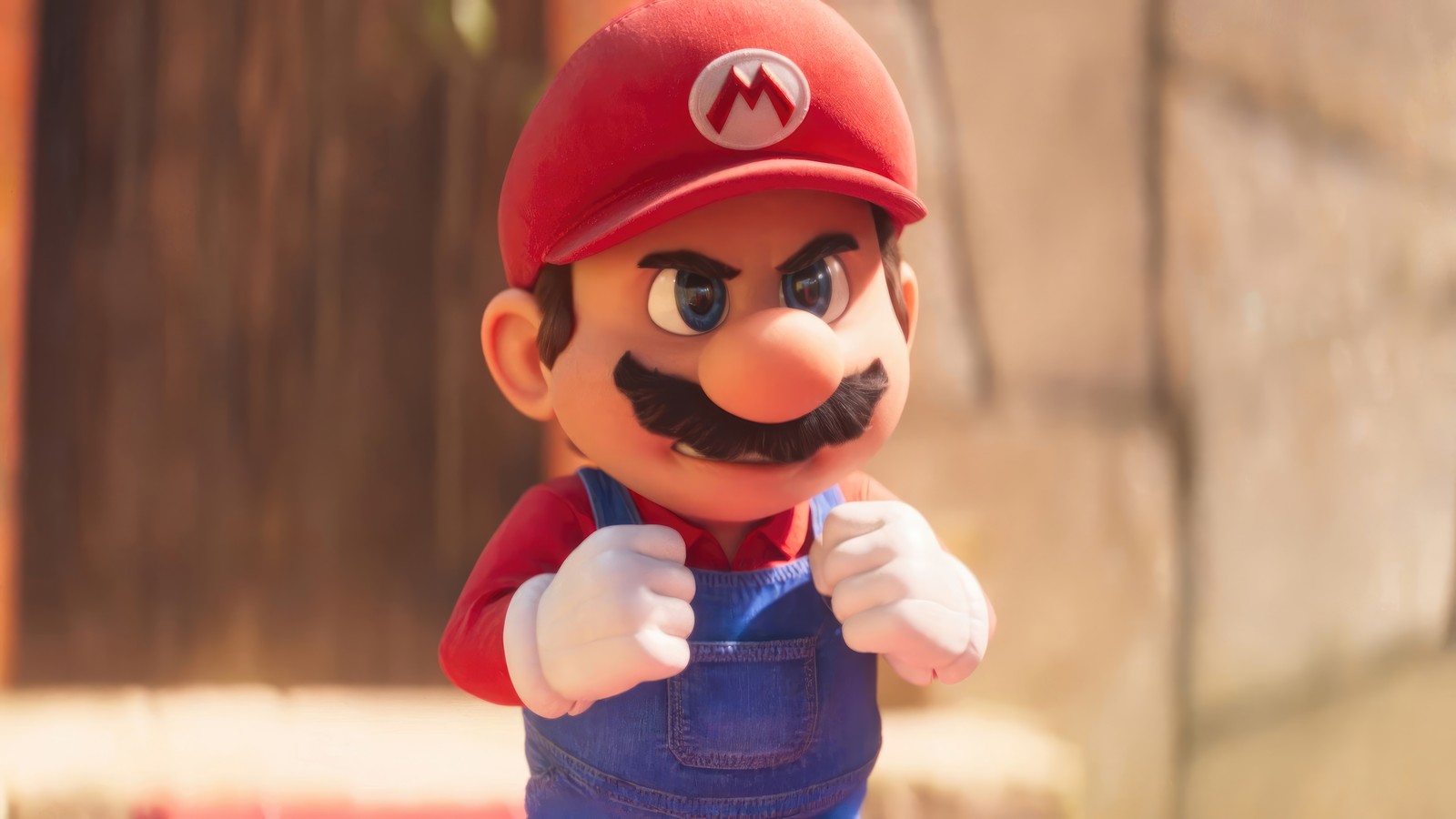 A close up of a toy mario with a red hat and blue overalls (mario, the super mario bros, movie, 2023, animated)