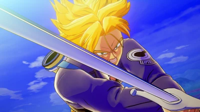 Trunks in Super-Saiyajin-Form mit seinem Schwert in Dragon Ball Z Kakarot