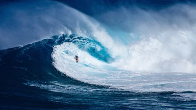 Surfer Riding a Majestic Ocean Wave