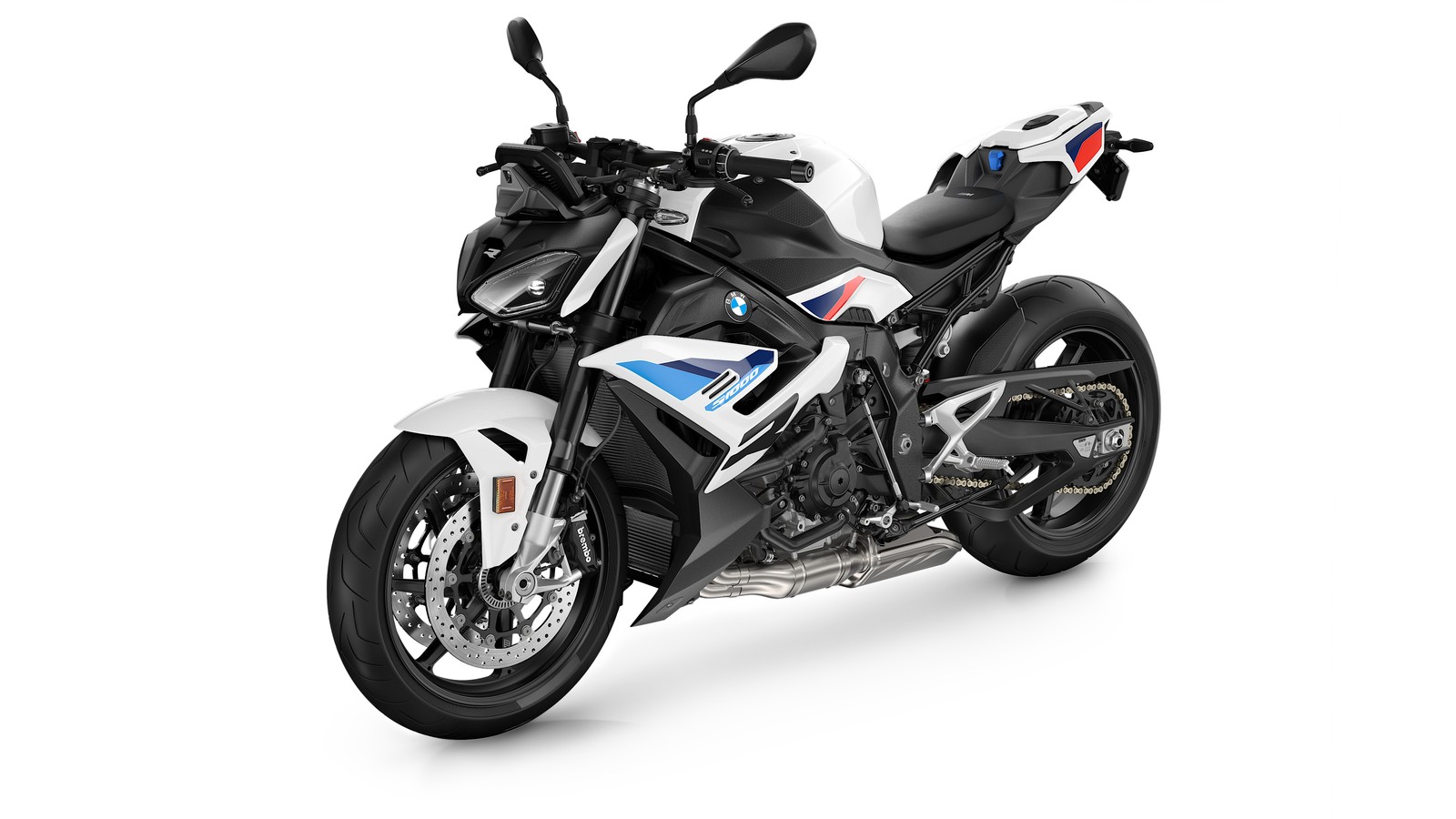 Скачать обои bmw s1000r, m motorsport package, спортивные мотоциклы, белый фон, велосипеды