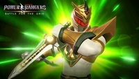 Ranger Branco em Power Rangers: Battle for the Grid com um fundo verde brilhante.