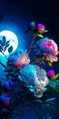 Roses en fleurs dans le jardin au clair de lune