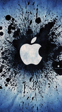 Explosão artística: Logotipo da Apple em um fundo vibrante