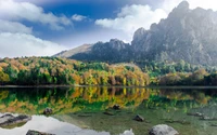 Paisaje sereno de las tierras altas que refleja los colores del otoño en un lago tranquilo