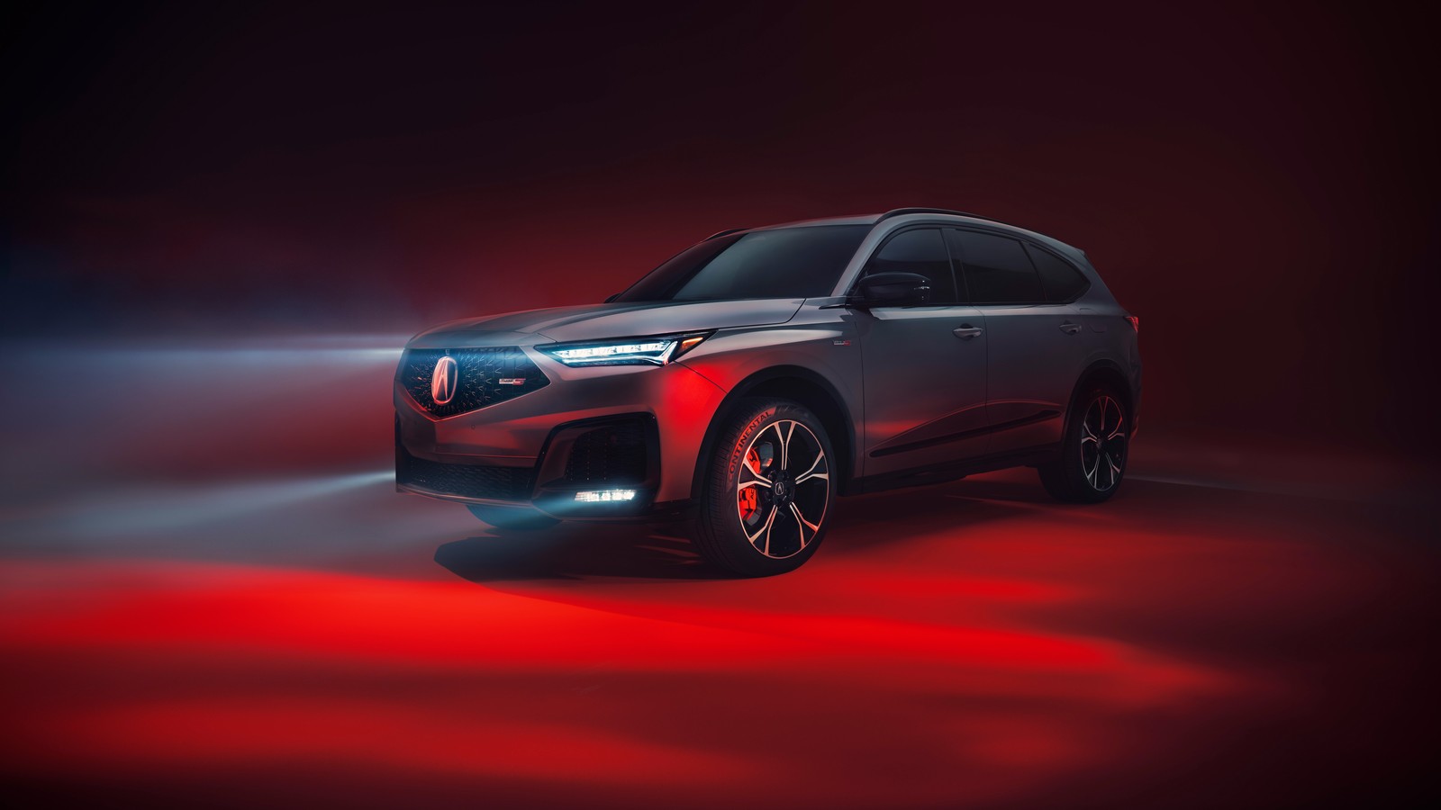 O novo suv acura é mostrado em uma luz vermelha (acura mdx type s, 2025, 5k, 8k, fundo vermelho)