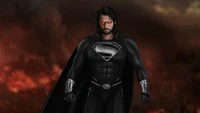 Superman Action Figure: Dark Hero in a Fiery Landscape