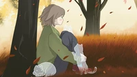 Cozy Autumn Serenity: Lofi Girl with Ethereal Cats in a Dreamy Landscape