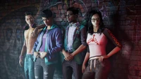 Personnages dynamiques du reboot de Saints Row contre un mur de graffiti