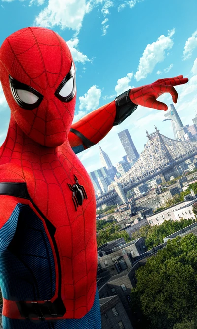 Spider-Man prêt pour l'action à New York - Affiche de retour à la maison