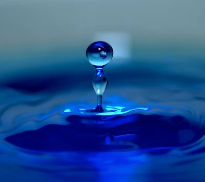 azul, gota, salpicadura, agua