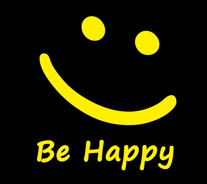 Арафированное смайли с надписью be happy (лицо, счастливый, улыбка, смайлик, smiley)