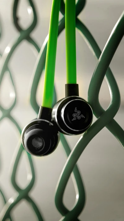 green, headphone, mobile, razer