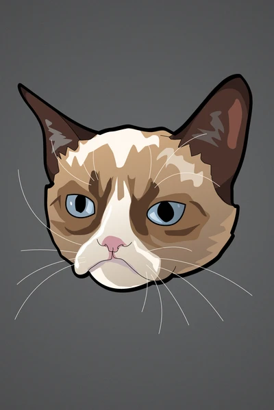 Illustration de Grumpy Cat : Un portrait stylisé d'un félin mécontent.