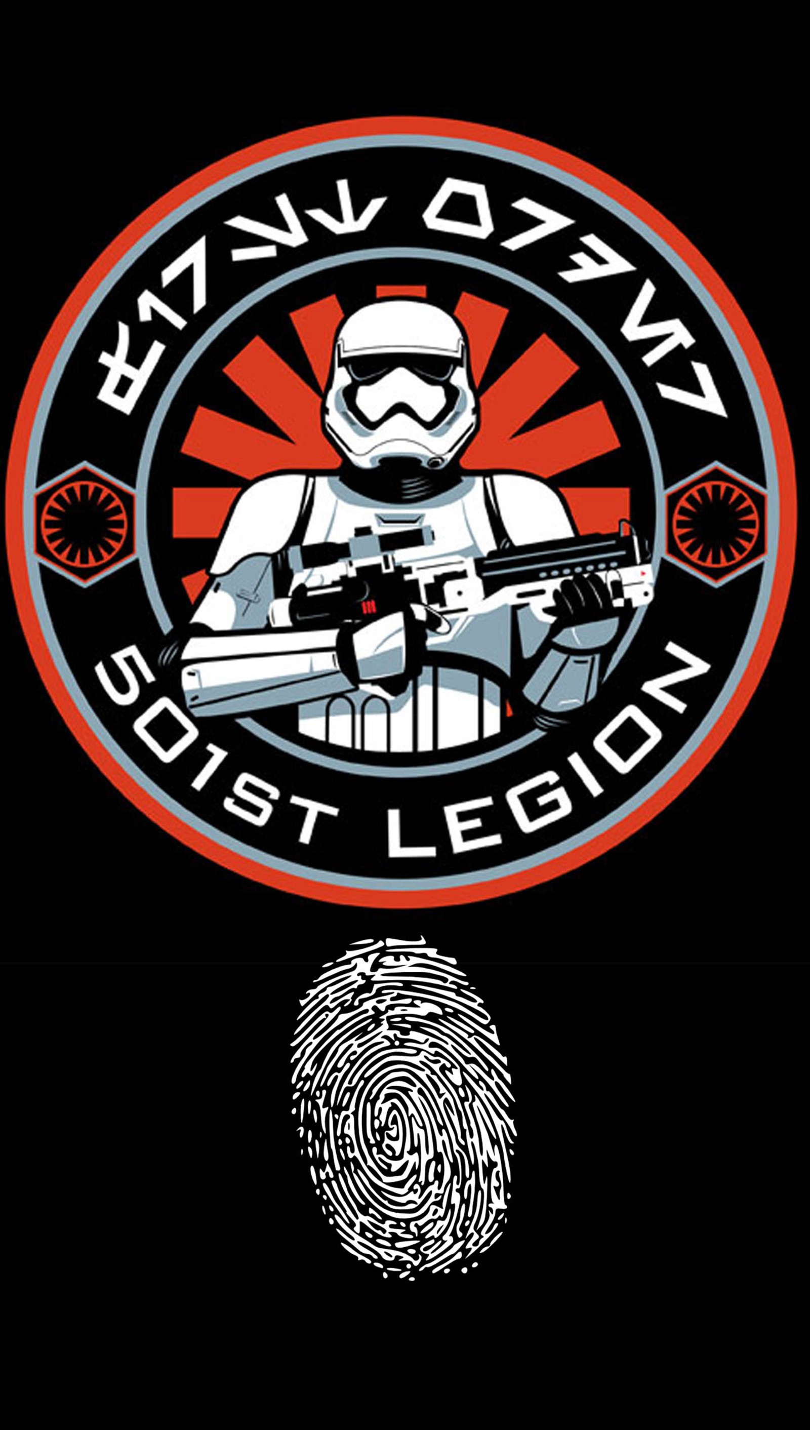 Nahaufnahme eines fingerabdrucks mit einem star-wars-logo (501st legion, stern, star wars, daumen, thumb print)