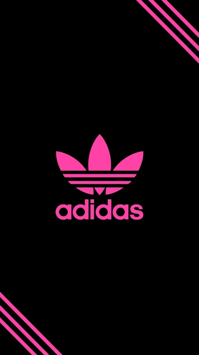 Logo de Adidas en rosa negrita sobre fondo negro