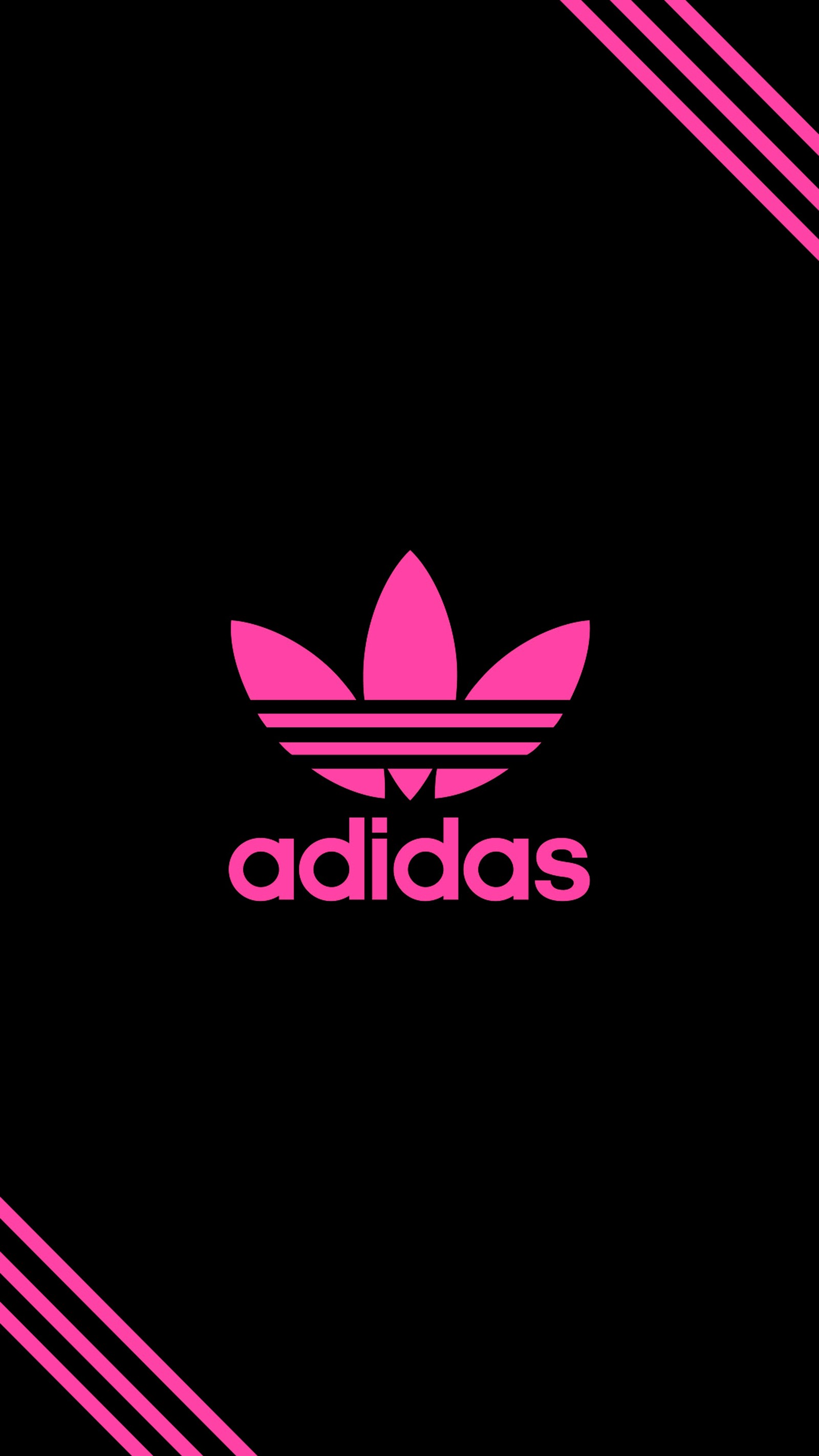 Логотип adidas на черном фоне с розовыми полосами (чёрный, снаряжение, горячий, розовый, supreme)