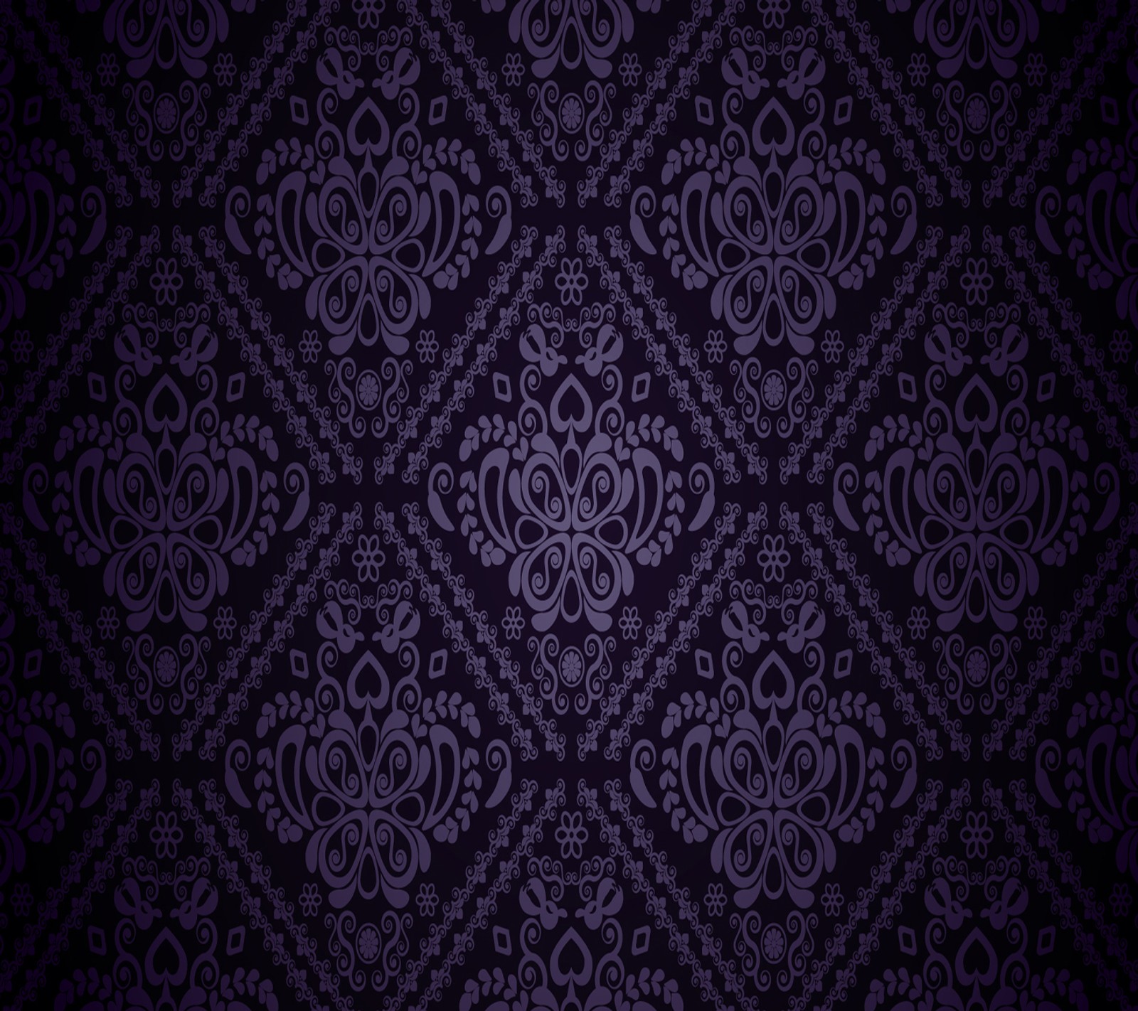 A dark purple wallpaper with a pattern of swirly designs (pattern, purple)