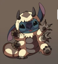 Cute Cartoon Fusion of Appa and Stitch