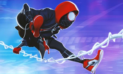 miles morales, spider man un nuevo universo, spider man into the spider verse, arte digital, marvel comics