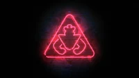 Logotipo neon de Five Nights at Freddy's: Security Breach em fundo preto