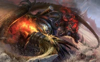 Epic Battle of a Fire-Breathing Dragon and Mechanical Warrior