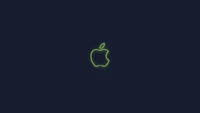 green, apple logo, neon sign, dark background, glowing wallpaper