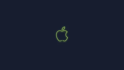 Logo de manzana verde brillante sobre fondo oscuro