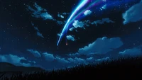 your name, shooting stars, kimi no na wa, comet tiamat, 5k wallpaper