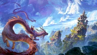 Majestic Dragon Soaring Over Enchanted Mountains