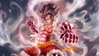 Monkey D. Luffy en el Cuarto Gear: Modo Hombre Serpiente de One Piece