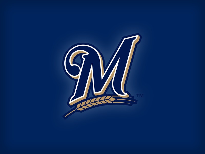 Логотип milwaukee brewers на синем фоне (милуоки, milwaukee, mlb, бейсбол, логотип)