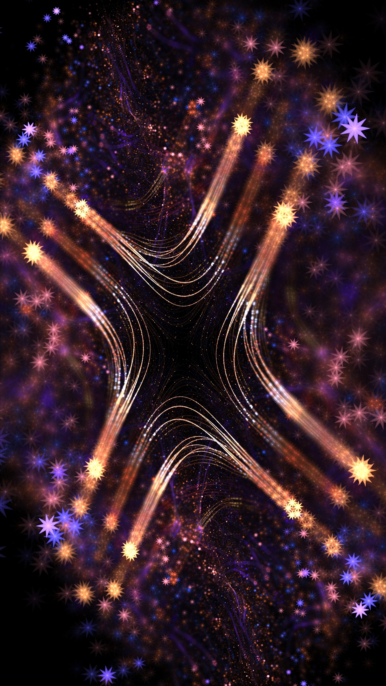 A close up of a star filled background with a star (fractal, purple, light, fractal art, design)