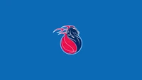 Logotipo do Detroit Pistons em fundo azul - Papel de parede esportivo em 4K