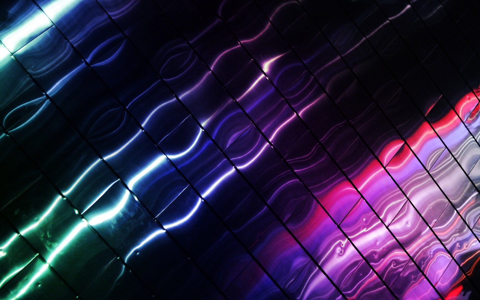 Brightly colored lights shine brightly through a glass wall (purple, light, lighting, neon, space)