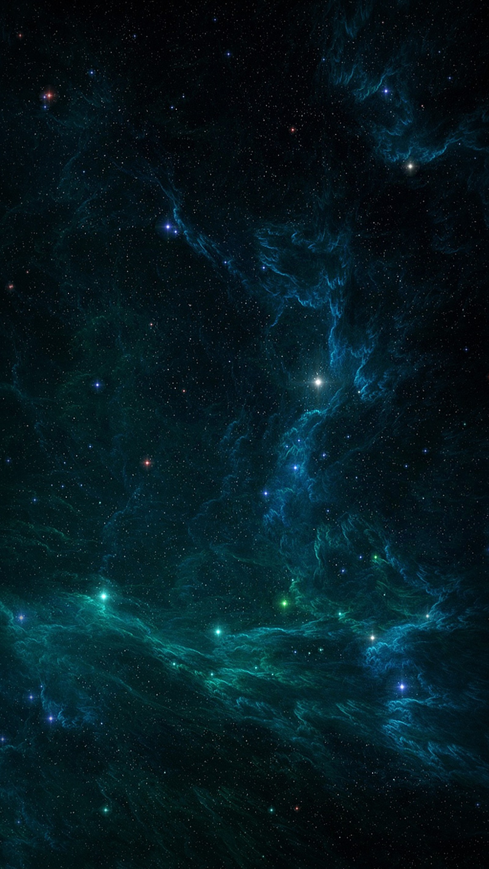 Imagen distorsionada de una escena espacial con una brillante nebulosa verde. (oscuro, profundo, galaxia, ligero, espacio)