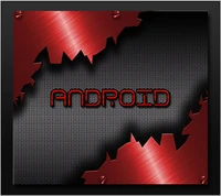 Stylisches schwarzes und rotes Android-Logo mit Stahltextur