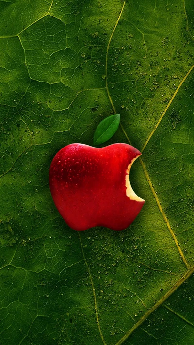 apple, art, green, leaf, logo