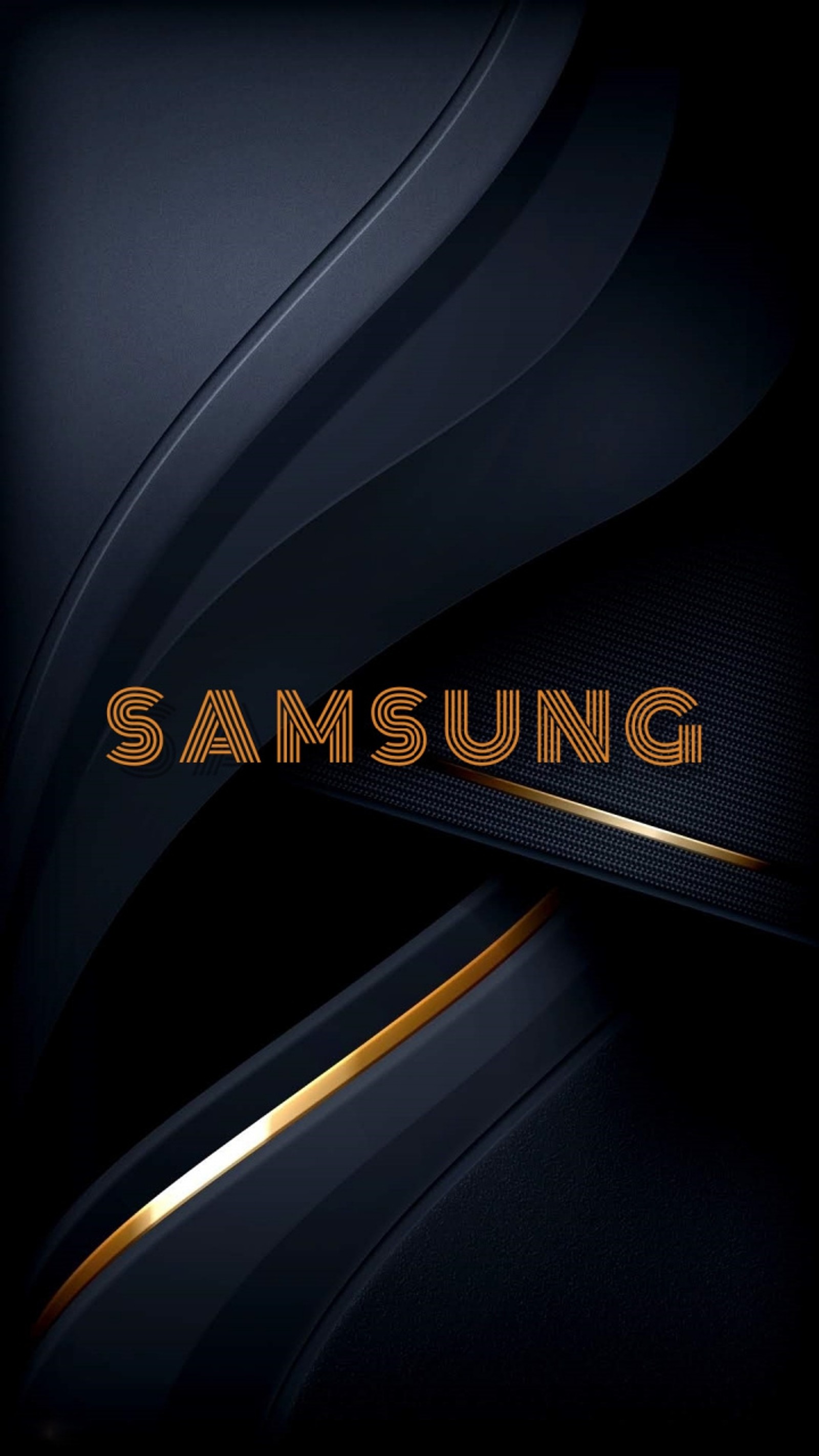 A close up of a samsung logo on a black background (2k19, abstract, black, colours, copper)