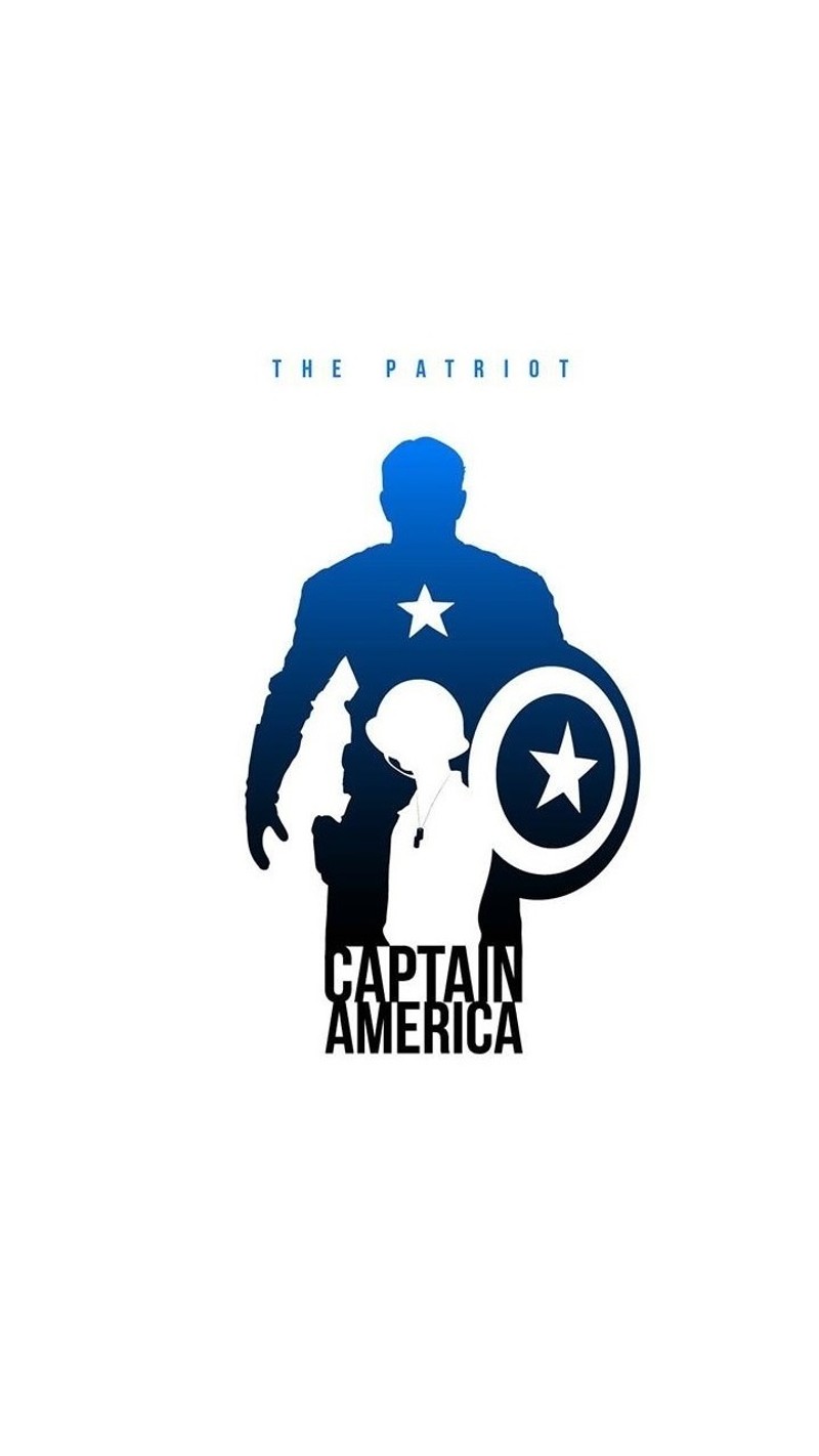 Um pôster do logo do capitão américa com a silhueta de um homem (filme, super herói)