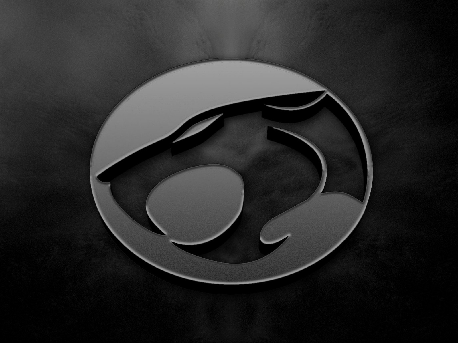 A close up of a black and white photo of a logo (logo, thunder cats)