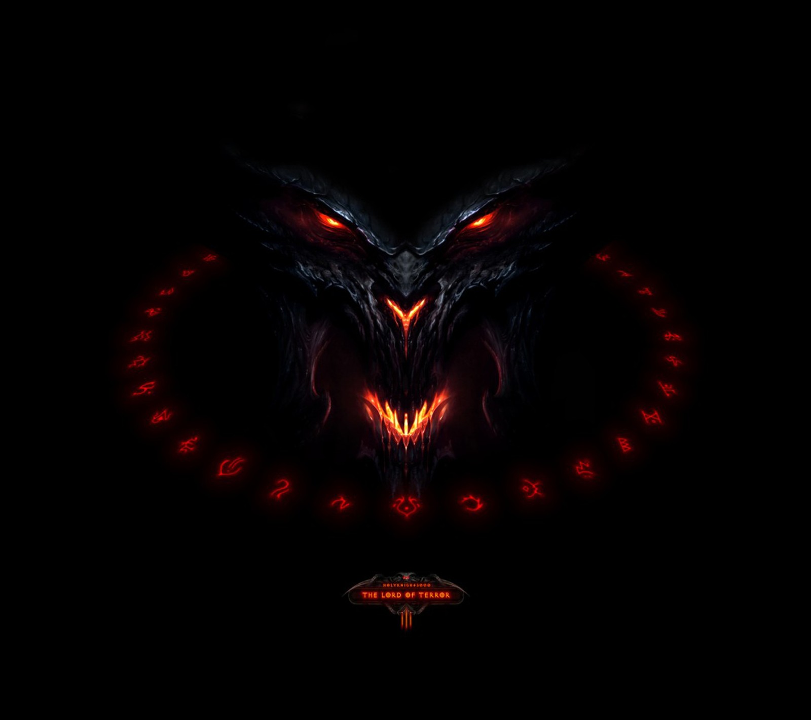 A dark background with a red owl in the middle of it (diablo, diablo 3, galaxy nexus, galaxy s3)