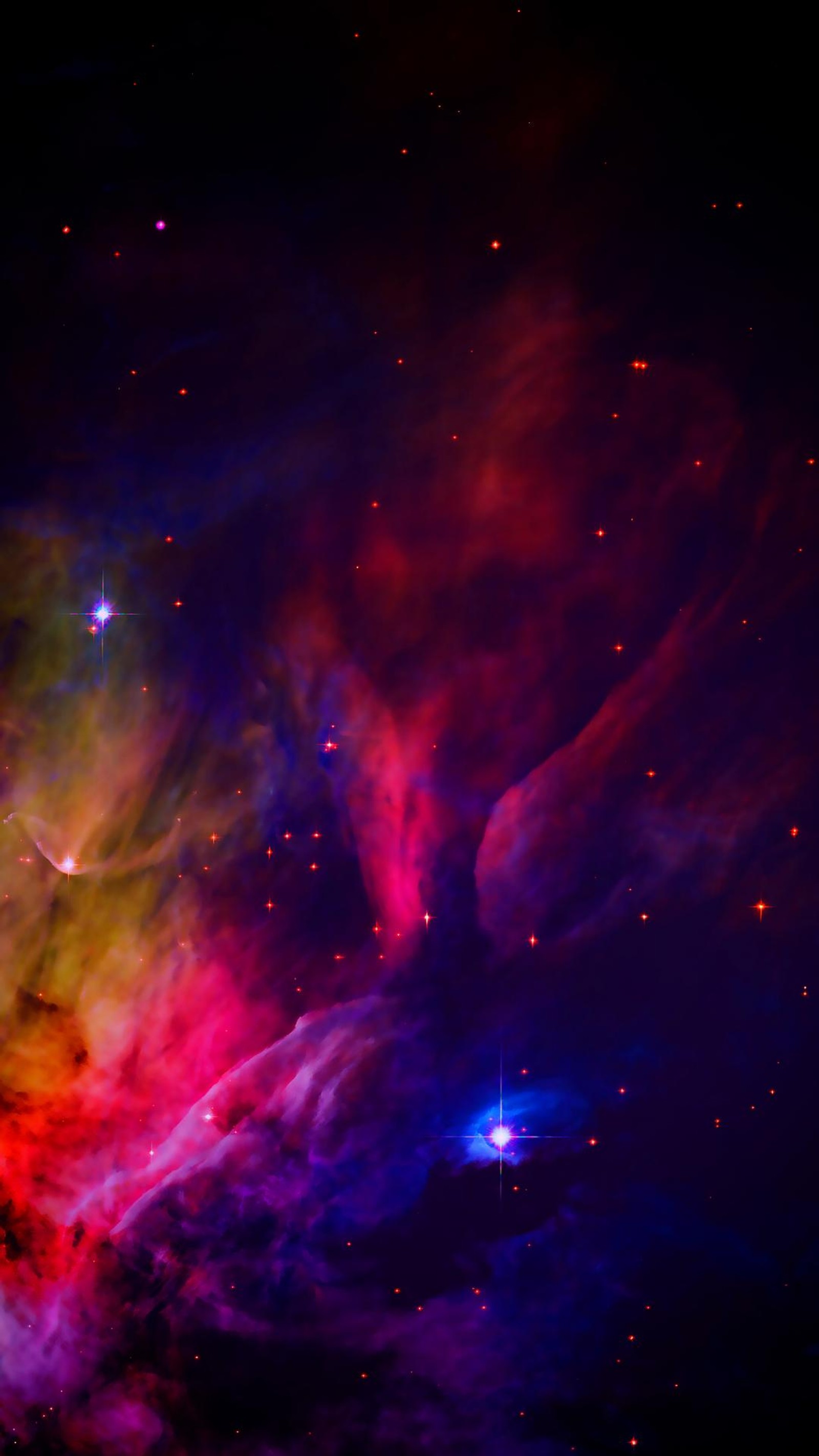 Um close de uma nebulosa colorida com uma estrela no meio (abstrato, colorido, galáxia, s8, estrelas)